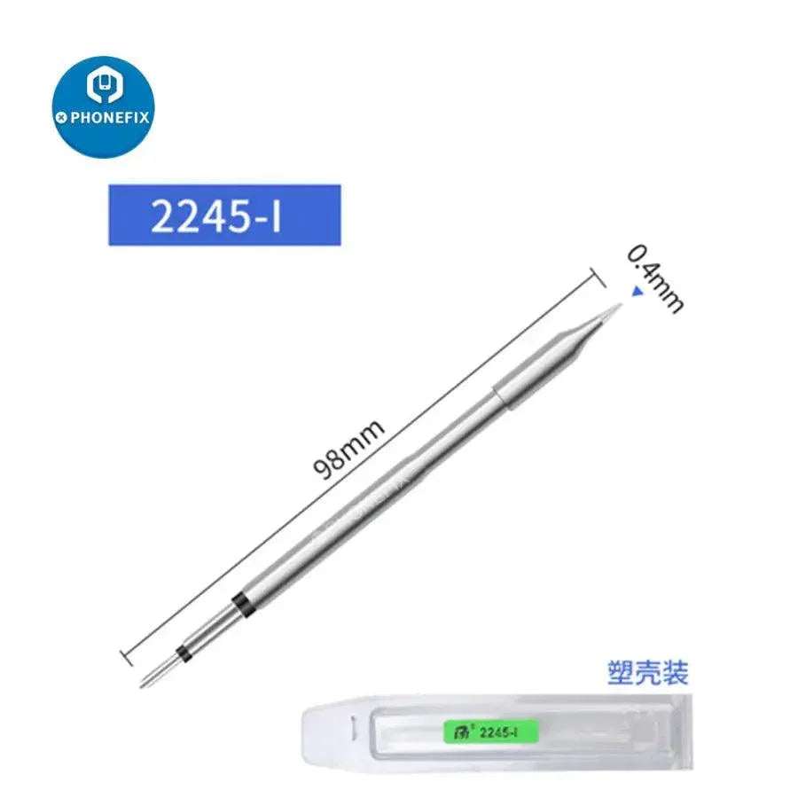 JBC C245 replacement soldering iron tip by PHONEFIX, compatible with JBC T245 handle, shown on a clean workspace.