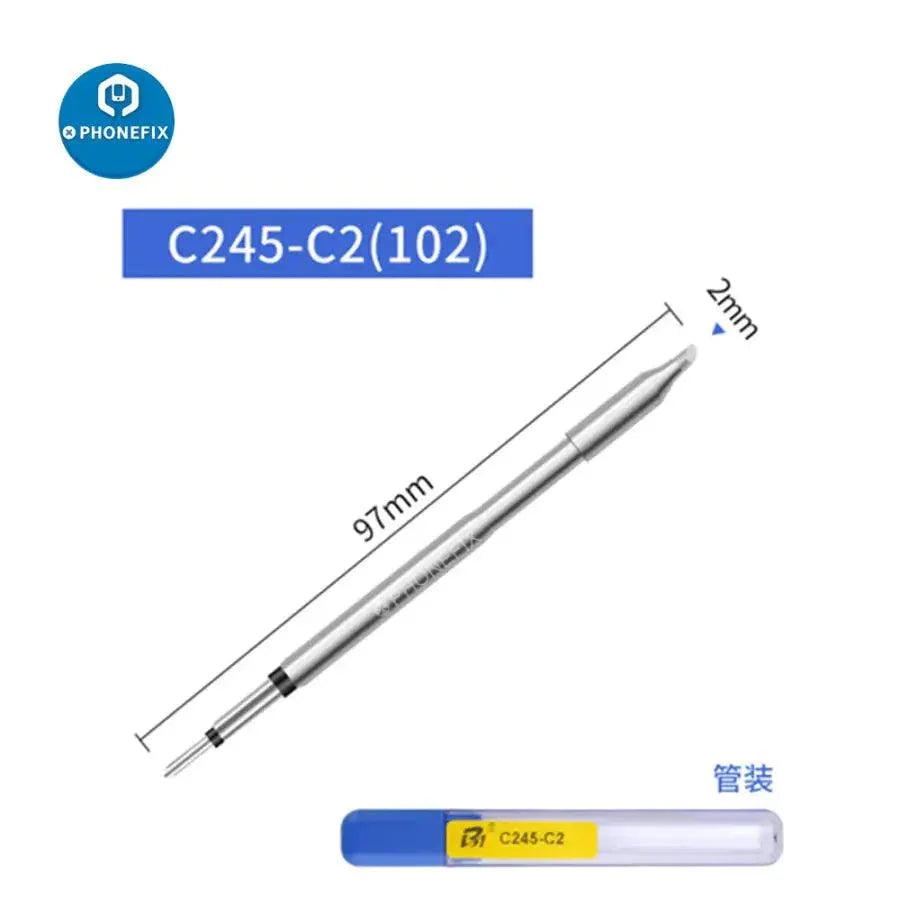 Phonefix JBC C245 replacement soldering iron tip for T245 handle, showing a precision iron tip for soldering and electronics repair.
