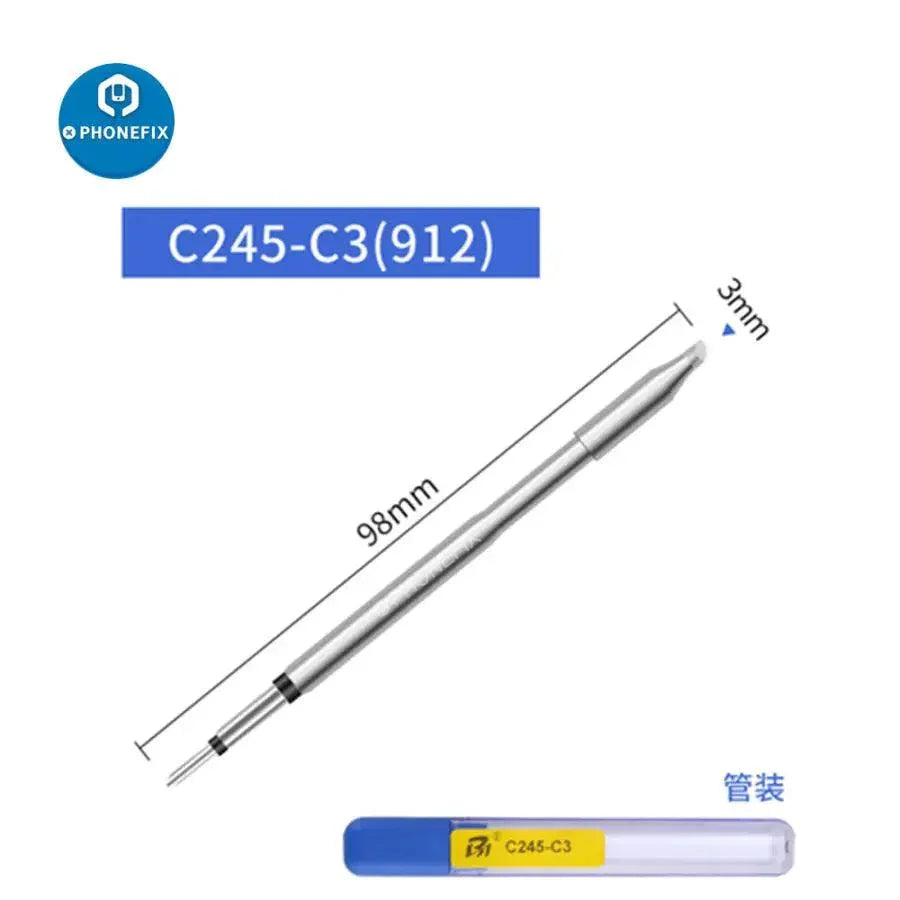 JBC C245 replacement soldering iron tip compatible with JBC T245 handle, shown in a close-up view of the iron tip.