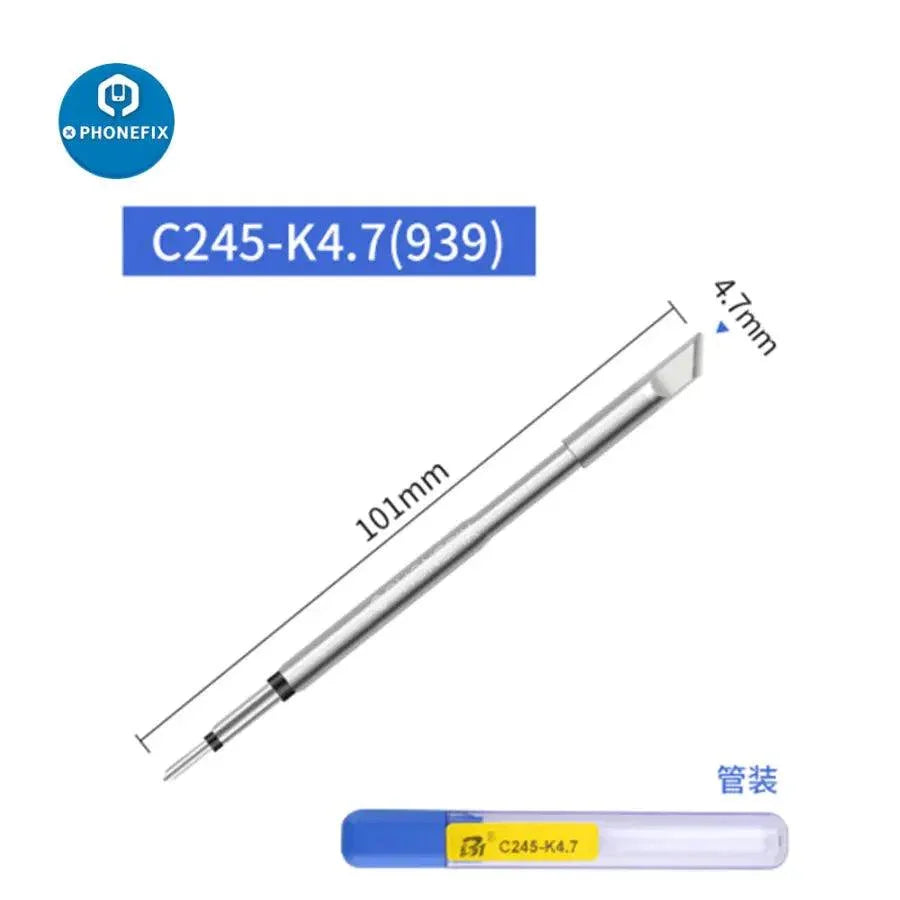 PhoneFix JBC C245 replacement soldering iron tip for JBC T245 handle, suitable for precision electronics soldering.