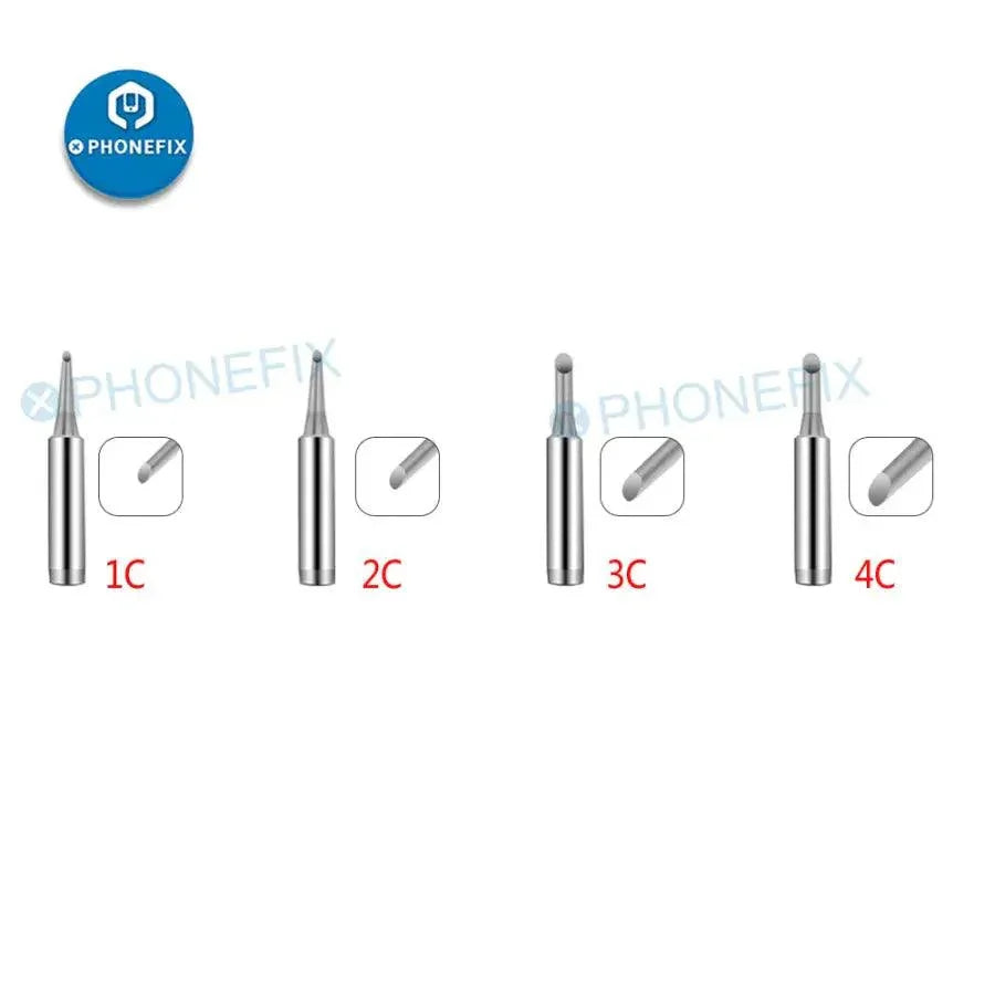 Set of five PHONEFIX 900M-T welding head solder iron tips for 936 series soldering stations, compatible and durable for precise soldering.