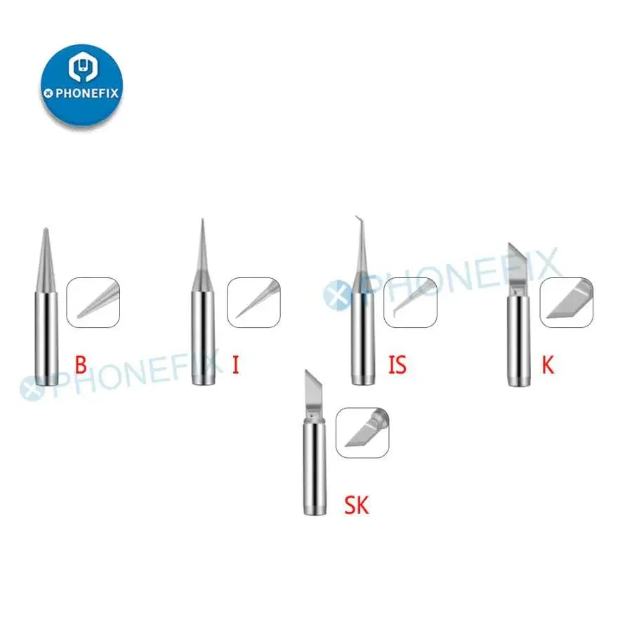 PhoneFix 900M-T welding head solder iron tip for 936 series soldering station, set of 5 replacement iron tips.