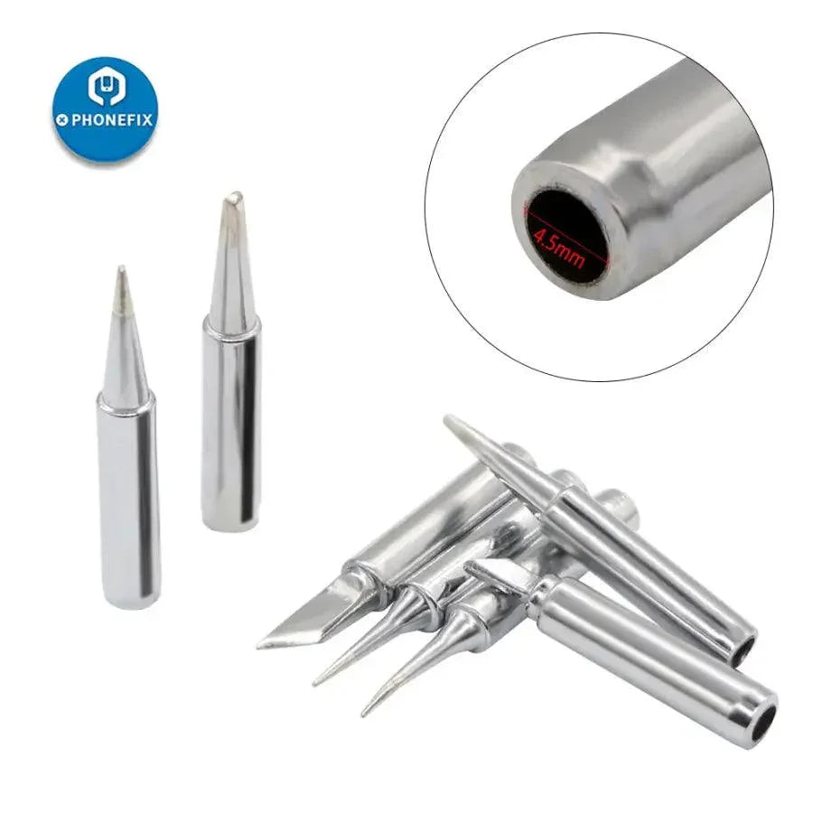 Set of five PHONEFIX 900M-T welding head soldering iron tips for 936 series soldering stations, designed for precision soldering tasks.