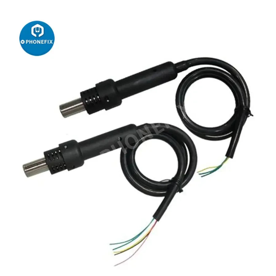 PHONEFIX hot air gun handle for rework station, compatible with 8508, 852A, 852D, 990D models, with iron tips and nozzles.