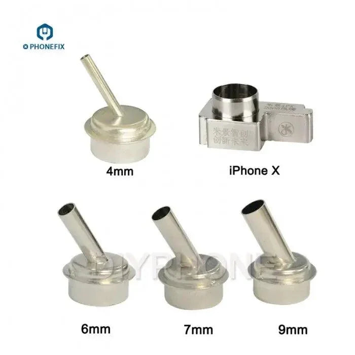 45-degree heat gun nozzle sleeve for QUICK 861DW rework station, compatible with PHONEFIX iron tips and nozzles.