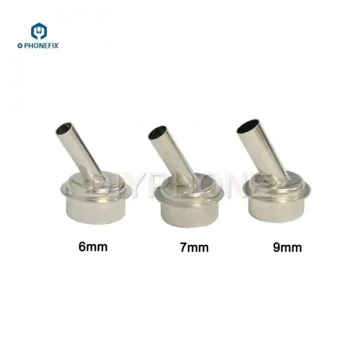 45-degree heat gun nozzle sleeve for QUICK 861DW rework station, designed for PHONEFIX iron tips and nozzles, 3mm size.