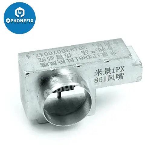 45-degree heat gun nozzle sleeve for QUICK 861DW rework station, compatible with PHONEFIX iron tips and nozzles for precise soldering.