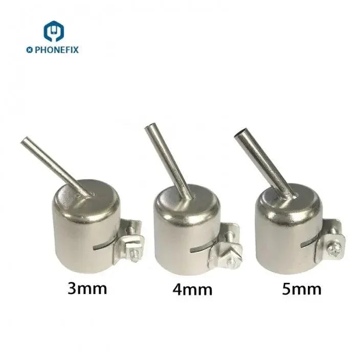 45-degree heat gun nozzle for PHONEFIX 850 series hot air rework station, 3mm iron tip for precise soldering and rework.