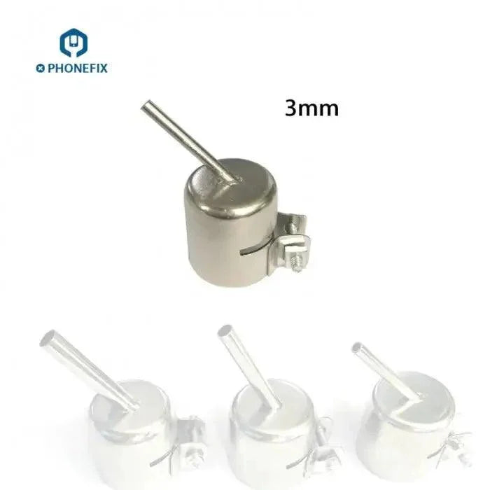 45-degree heat gun nozzle for PHONEFIX 850 series hot air rework station, 3mm iron tip for precise soldering and rework.