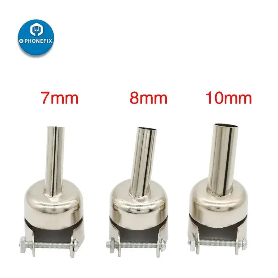 45-degree curved nozzles for PHONEFIX hot air stations 850, 852, 858, 878 series, designed for precise soldering and rework.