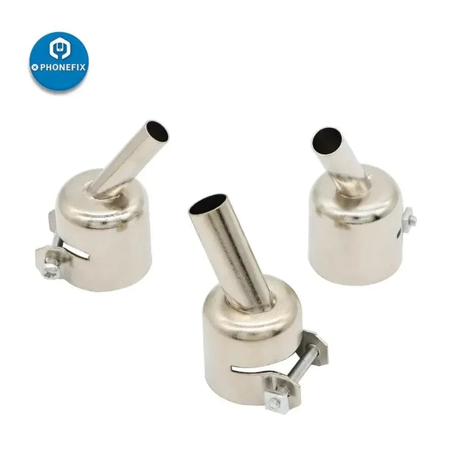 PhoneFix 45-degree curved nozzles for 850, 852, 858, 878 series hot air station, designed for precise soldering and heat application.