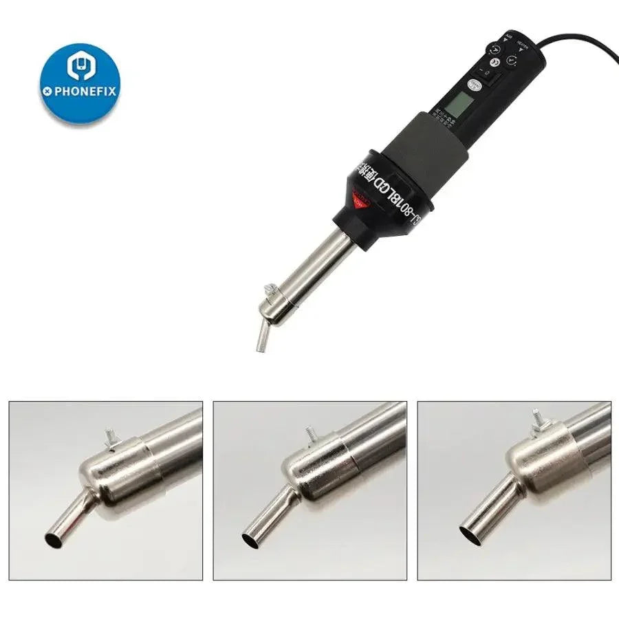 45-degree curved nozzles for PHONEFIX hot air stations 850, 852, 858, 878 series, shown attached to the device.