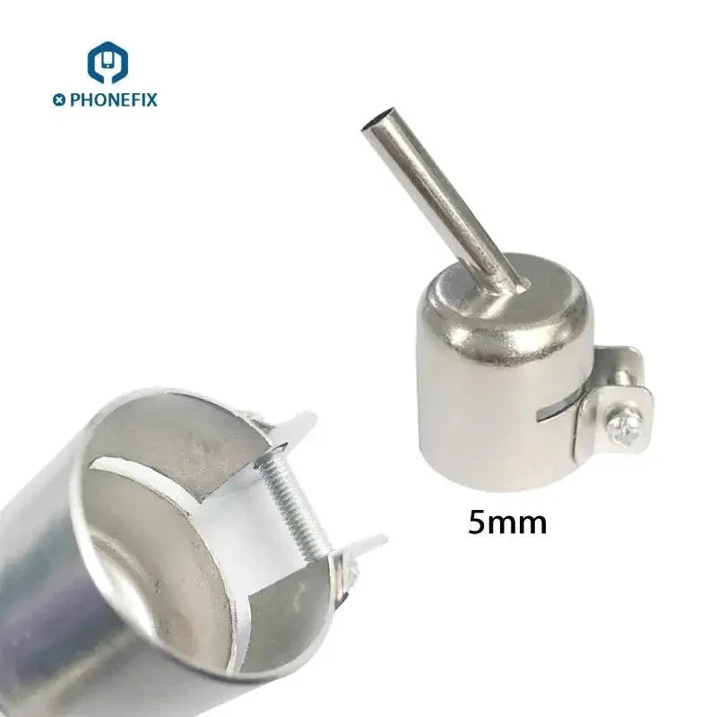 45-degree curved nozzles for PHONEFIX hot air station series 850, 852, 858, 878, designed for precise soldering and heat application