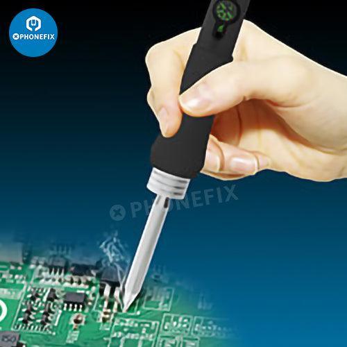 Poignée de fer à souder de précision AE680 de PHONEFIX pour le soudage et la réparation de circuits imprimés, dotée d'une conception ergonomique et de pointes compatibles.