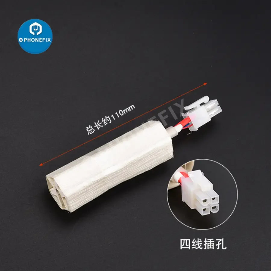 PhoneFix hot air gun heating core replacement for 850, 852D, 952D, 850AD soldering stations, featuring iron tips and nozzles.