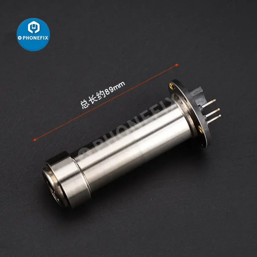 PhoneFix hot air gun heating core replacement for 850, 852D, 952D, 850AD soldering stations, showing iron tips and nozzles.