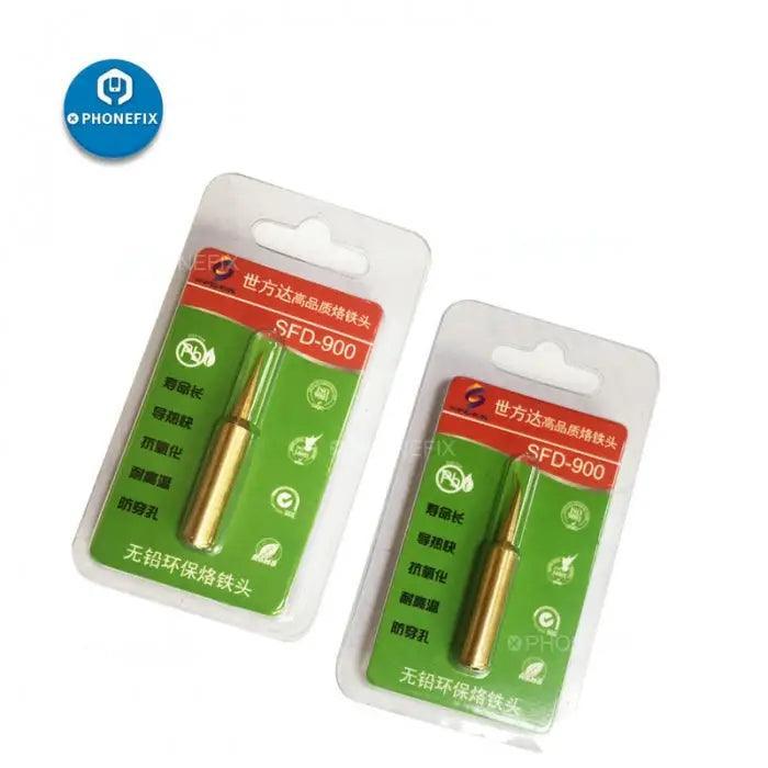 PHONEFIX Superfine 900M-T jumper wire solder iron tip for fingerprint repair and electronics soldering, angled precision tip.