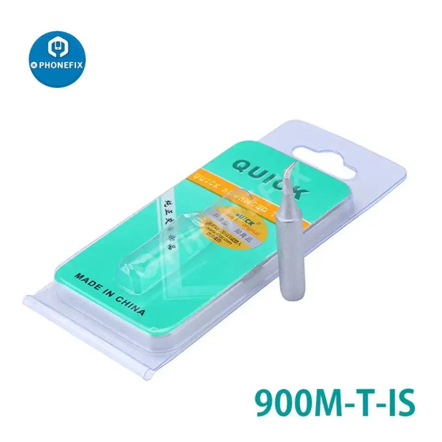 PhoneFix QUICK 900M-T series iron tips for 936/936A soldering station, showing precision soldering tips in close-up.