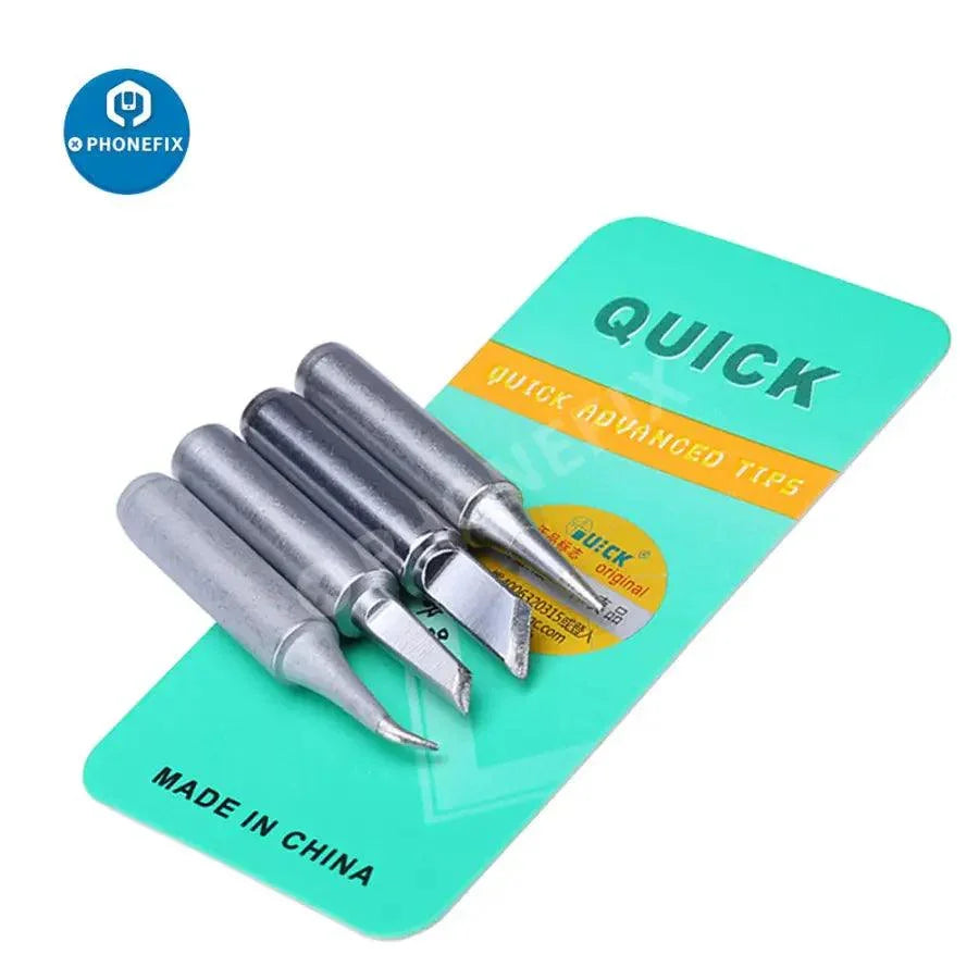 PhoneFix QUICK 900M-T series iron tips for 936/936A soldering station, metal tips designed for precise soldering tasks.