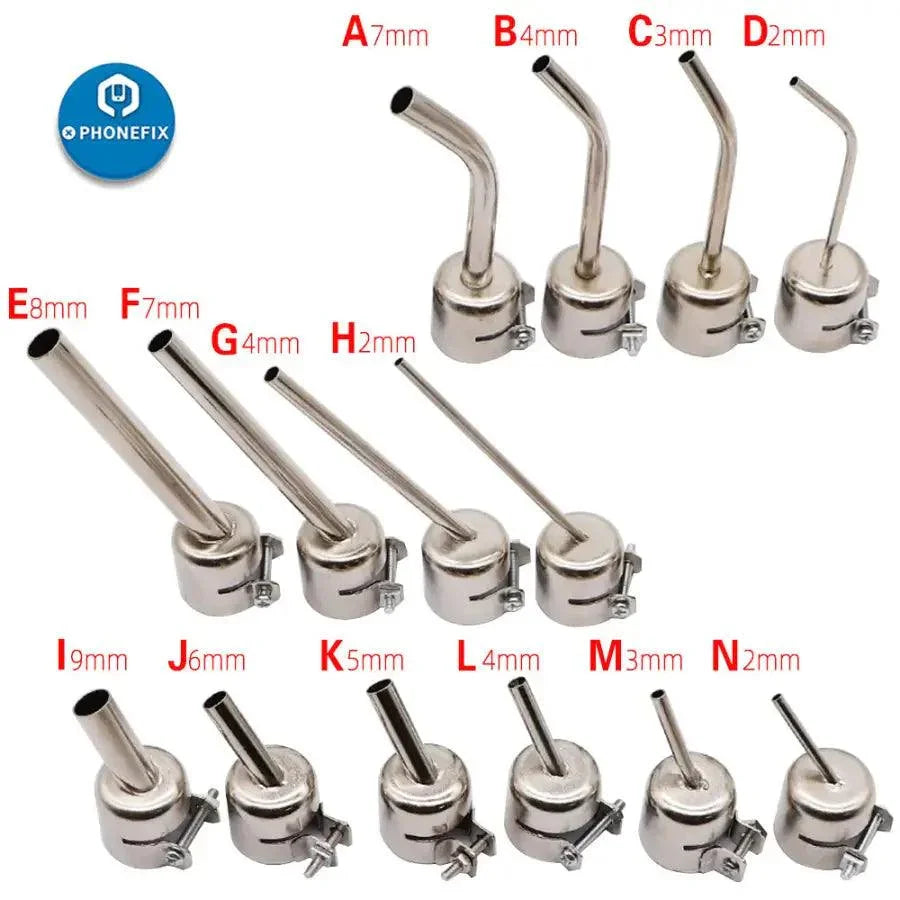 45-degree curved angle nozzle replacement for 850 series hot air gun, PHONEFIX iron tips and nozzles for precise heat application