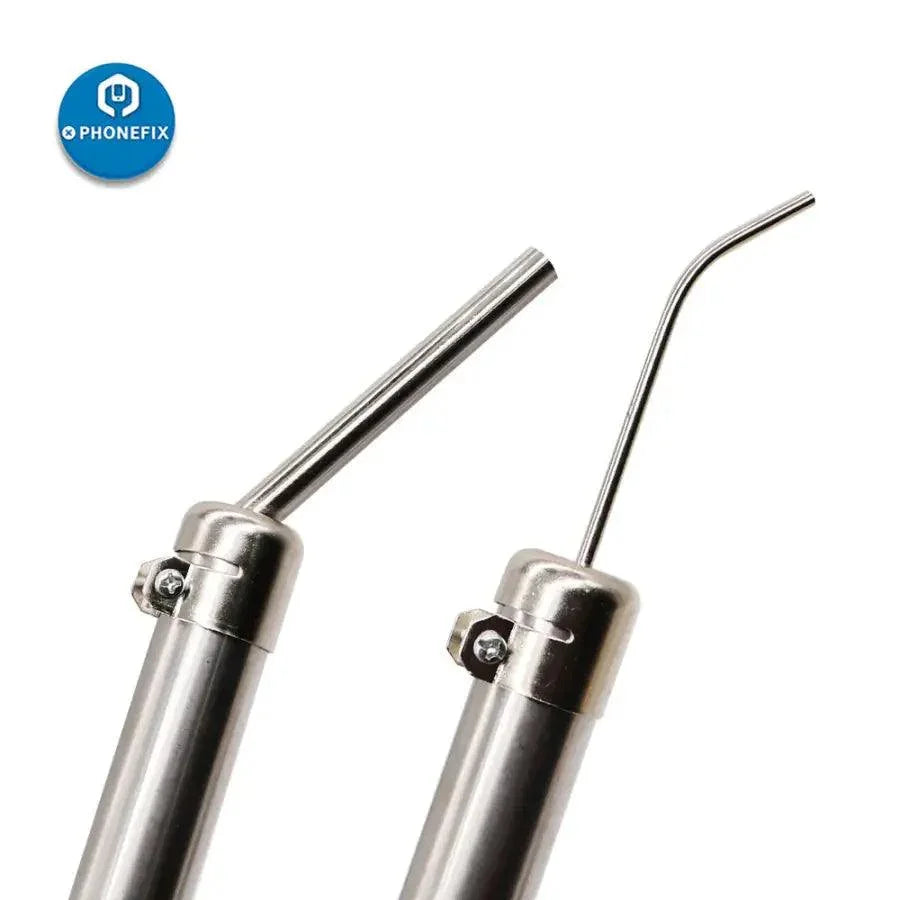 45-degree curved angle nozzle replacement for 850 series hot air gun, PHONEFIX brand, used for precise heat application.