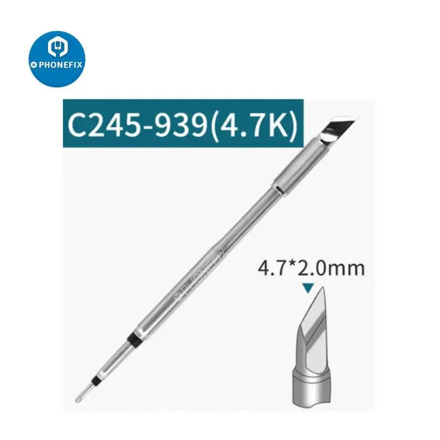 JBC C245 soldering iron tip by PHONEFIX, universal for JBC soldering stations, shown in close-up with metal tip and branding details.