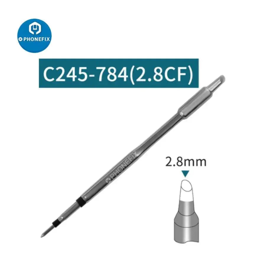 Phonefix JBC C245 soldering iron tip, universal replacement for JBC soldering stations, with a precision tip for detailed soldering work.