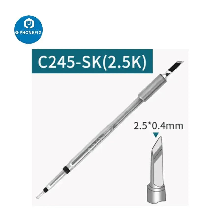 Phonefix JBC C245 soldering iron tip, universal replacement for JBC soldering stations, with a precision metal tip and black handle.