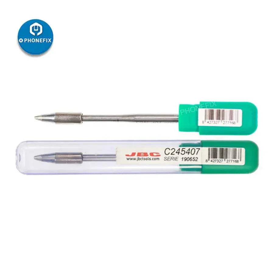 JBC C245 Series precision soldering tip for T245 handle, compatible with phone repair soldering iron, shown on a white background