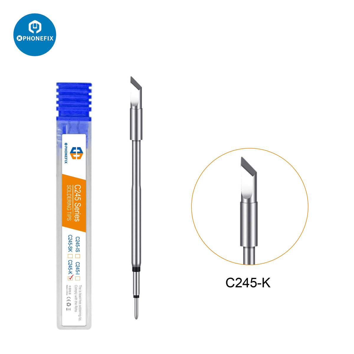 JBC C245 Series precision soldering tip for T245 handle, detailed view of iron tip for electronics soldering.