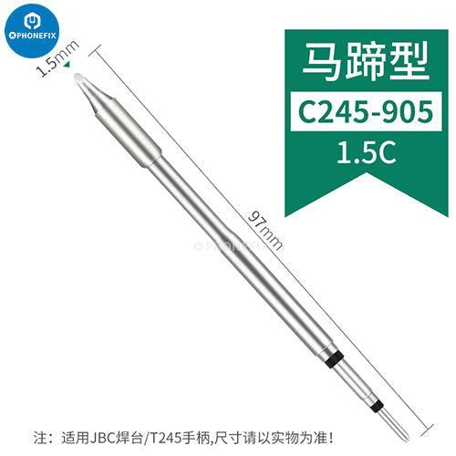 Pointe de fer à souder JBC série C245 pour stations de soudage JBC, présentée avec une pointe métallique et une poignée noire, compatible avec les outils de soudage JBC.