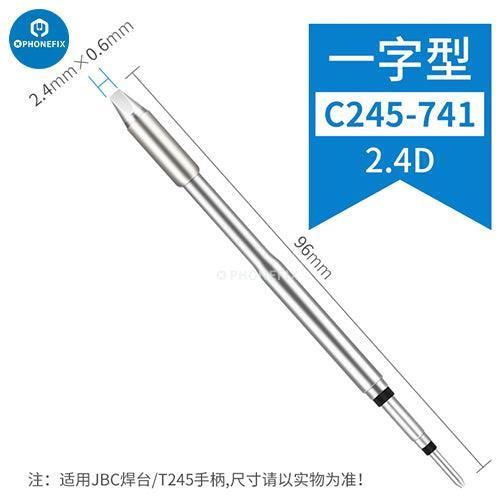 Pointe de fer à souder série JBC C245 pour station de soudage JBC, présentée en gros plan avec les détails de la marque.