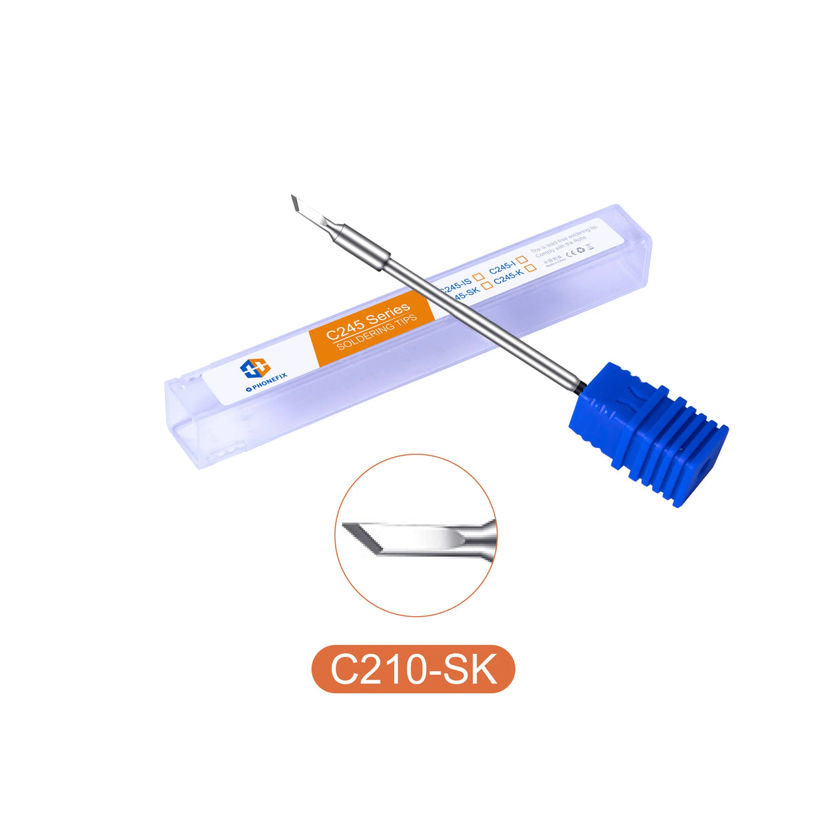 OEM C245 Series soldering iron tip for JBC T115 station, compatible PHONEFIX iron tips and nozzles for precise soldering.