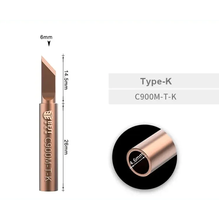 Set of five PHONEFIX soldering iron tips and nozzles made of oxygen-free copper for precise welding and electronics repair.