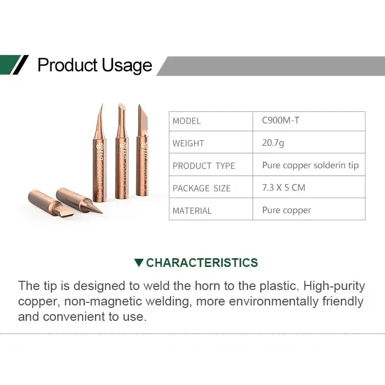 Set of 5 PHONEFIX soldering iron tips and welding nozzles made of oxygen-free copper for precise electronics repair.