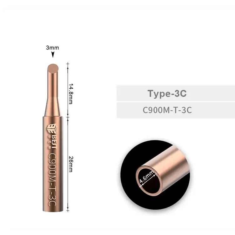 Set of five oxygen-free copper soldering iron tips and welding nozzles for PhoneFix 900M solder iron, durable and precise.