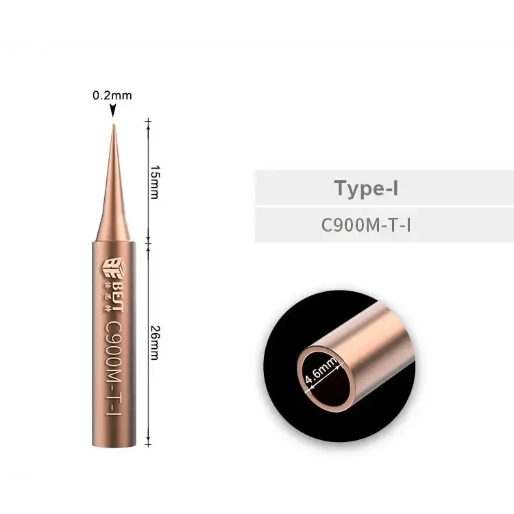 Set of 5 PHONEFIX 900M solder iron tips and welding nozzles made of oxygen-free copper for precise soldering and welding tasks.