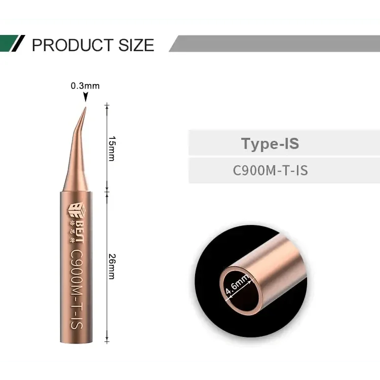 Set of five PHONEFIX soldering iron tips and welding nozzles made of oxygen-free copper for precise electronics repair.