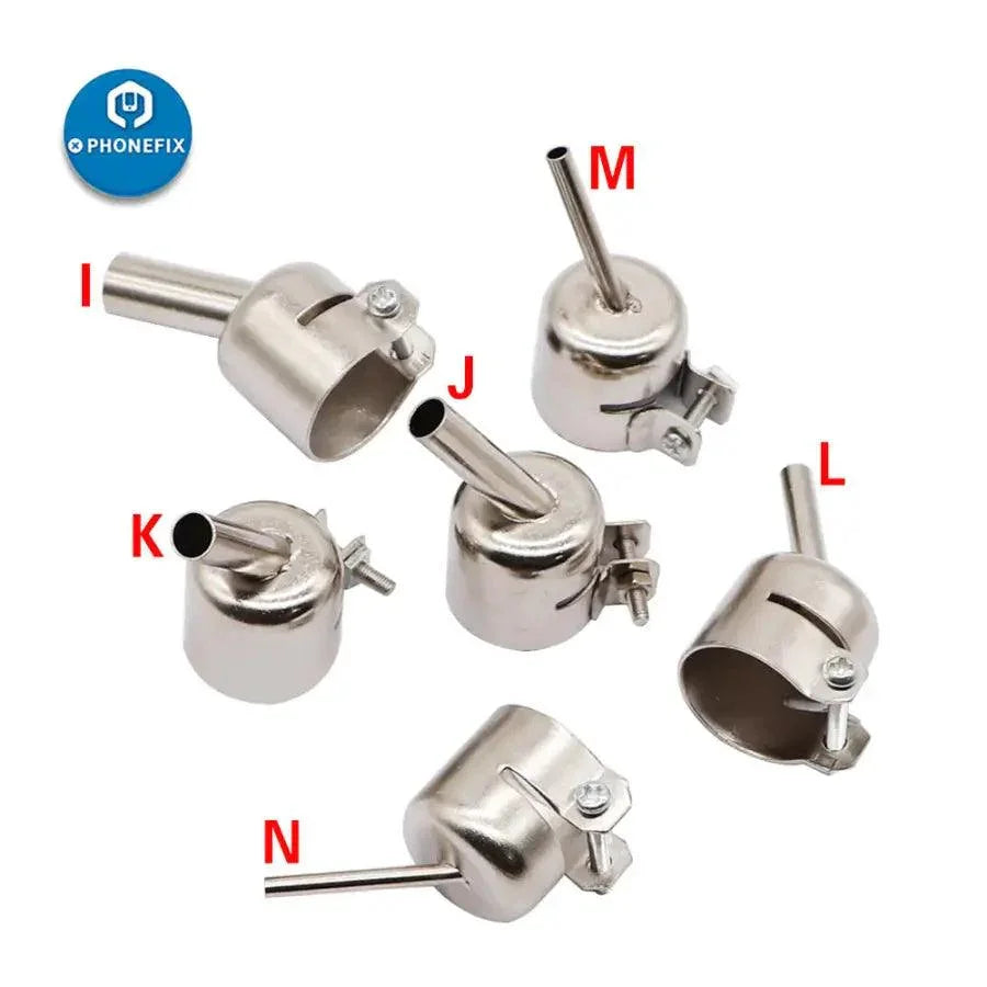 45-degree curved hot air gun nozzle for 850 series welding station, PhoneFix iron tips and nozzles for precise heat application