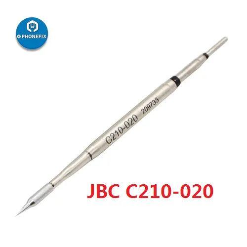 JBC C210 soldering iron tip set including C210002, C210018, and C210020 for JBC T210 handle, designed for precise soldering tasks.