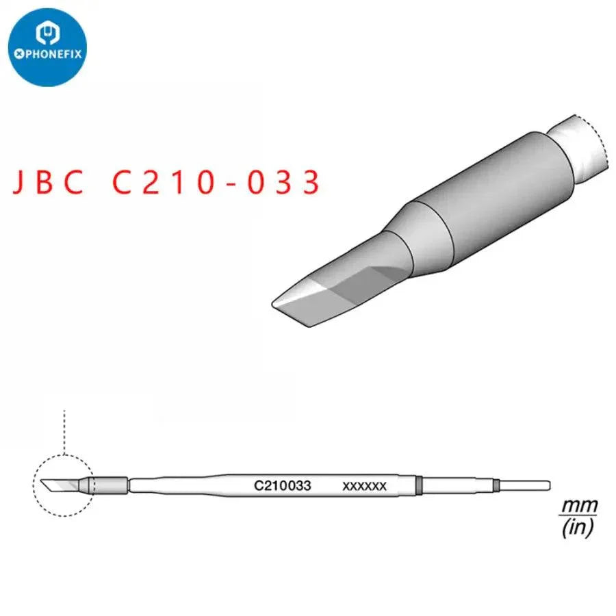 JBC C210 soldering iron tip set for T210 handle, includes C210002, C210018, C210020 nozzles, used for precision electronics soldering.