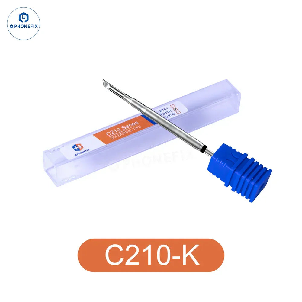 JBC C210 soldering iron tip C210002/018/020 for JBC T210 handle, shown in black with precise tip design.