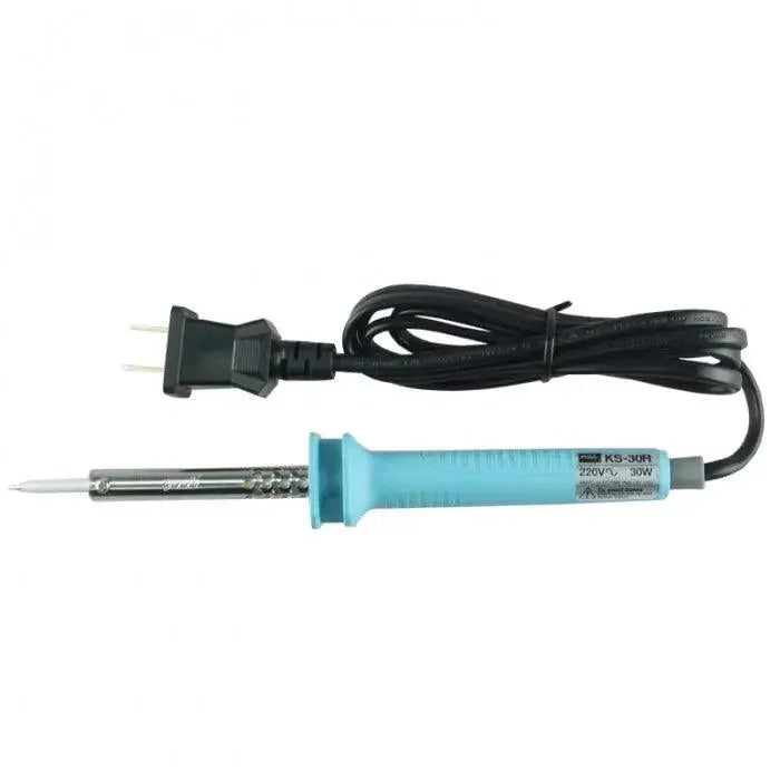 Japan GOOT soldering iron KS-30R, 40R, 80R tips and nozzles for PHONEFIX, outside heated soldering iron in a professional workspace.