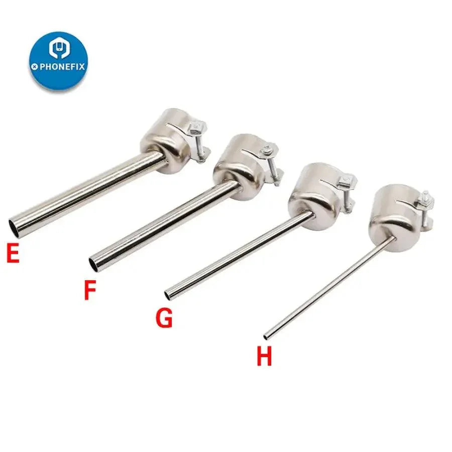 Phonefix 45-degree curved nozzle sleeve for 850 series hot air rework station, designed for precise airflow in soldering.