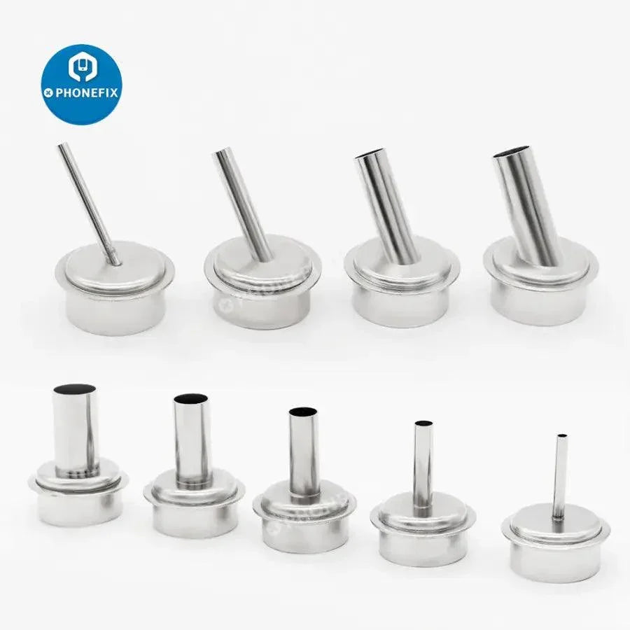 45-degree curved heat gun nozzle sleeve for QUICK 861DW rework station, compatible with PHONEFIX iron tips and nozzles.