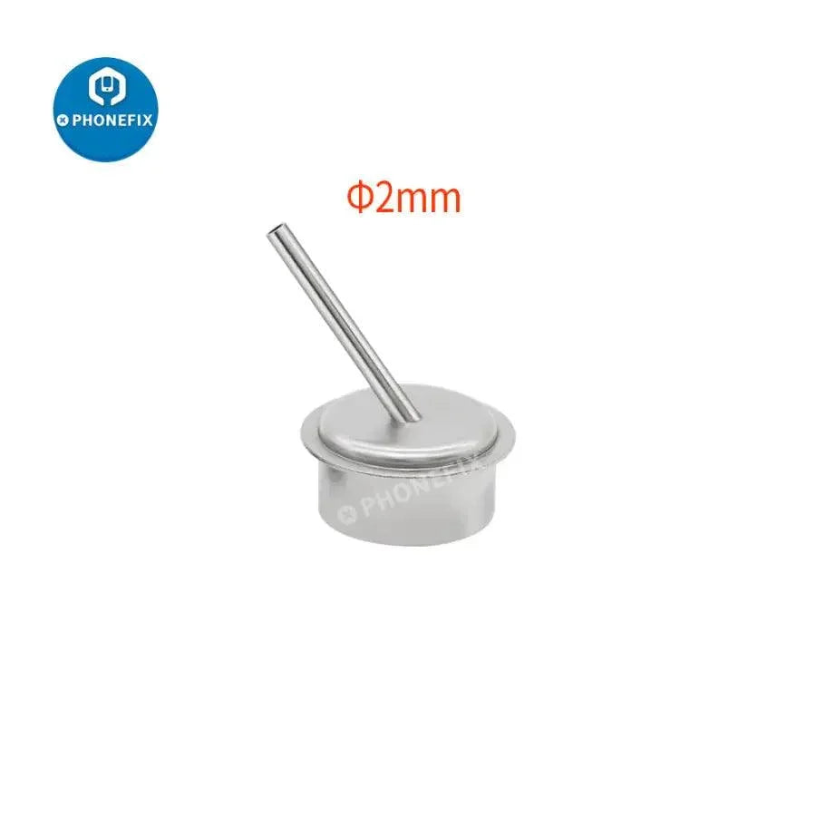 PhoneFix 45-degree curved heat gun nozzle sleeve for QUICK 861DW rework station, compatible iron tips and nozzles for precise heating.