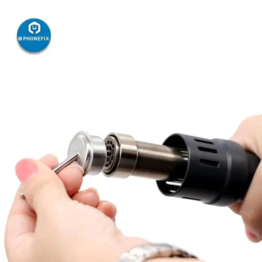 45-degree curved heat gun nozzle sleeve for QUICK 861DW rework station, compatible with PHONEFIX iron tips and nozzles.