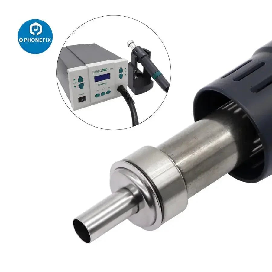 45-degree curved heat gun nozzle sleeve for QUICK 861DW rework station, compatible with PHONEFIX iron tips and nozzles.