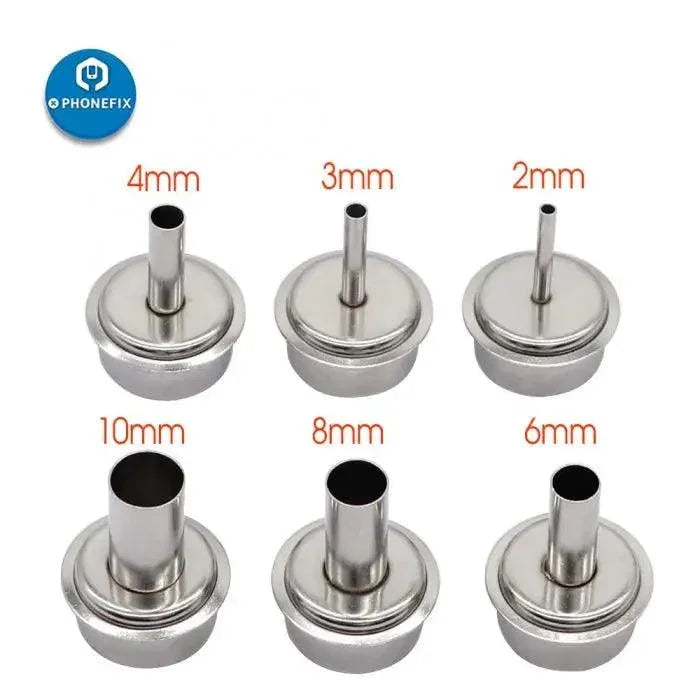 PhoneFix Quick 861DW hot air gun station nozzles and sleeves, oblique 3mm replacement parts for precise heat gun tasks.