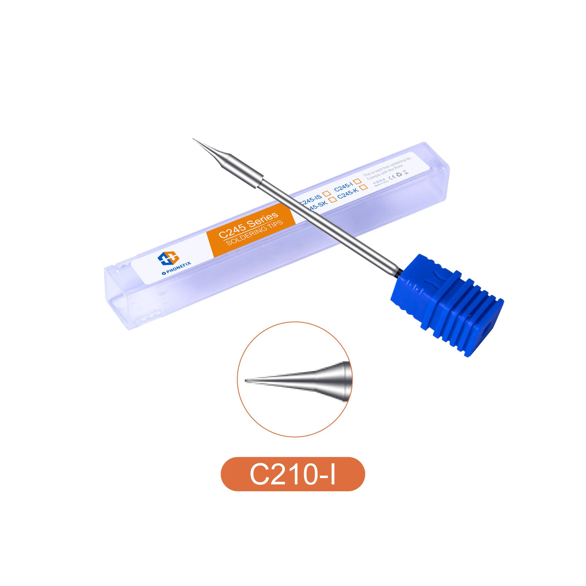 OEM C245 Series soldering iron tips for JBC T245-A handle, PHONEFIX brand, compatible iron tips and nozzles for precision soldering.